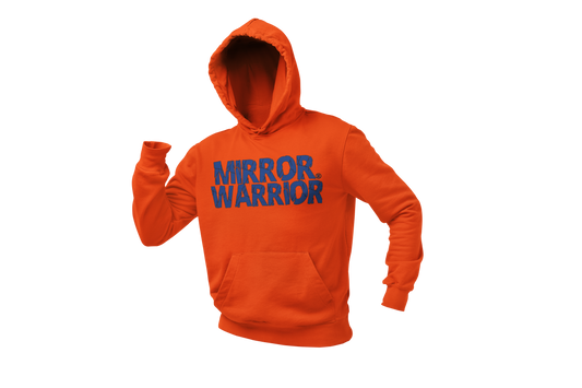 Mirror Warrior Orange Hoodie/Blue Logo