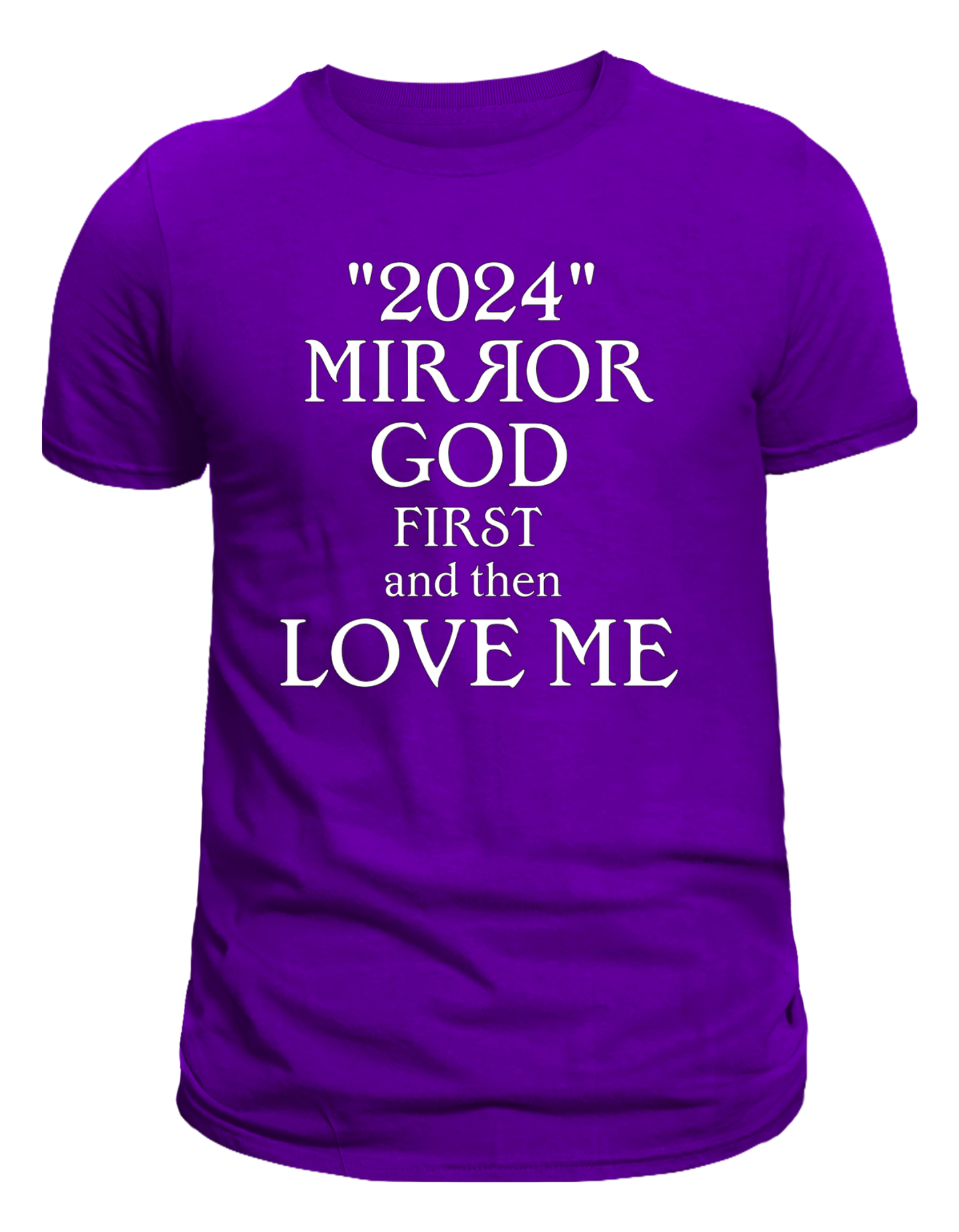 Purple 2024 Mirror God First Tee